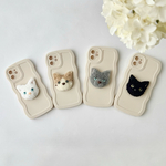 ウェーブケース＊選べる猫スマホグリップ＊iPhone＊Android