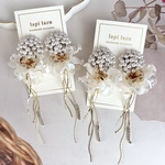 つぶつぶパール 3色花びら 華奢チェーン《ピアス/イヤリング》