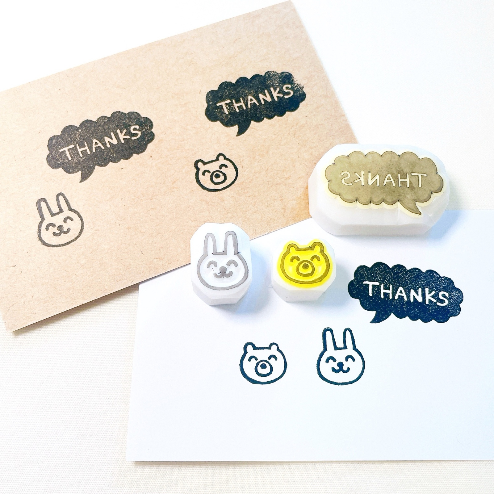 消しゴムはんこ No.238 merci 肉球 消しゴムはんこ No.238 merci 肉球