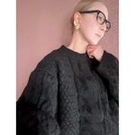 RATA❤️オリジナルニット❤️ケーブル柄のショートニット❤️絶妙シルエット❤️大人ガーリー❤️定番BLACK