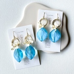 【ｱｸｱﾌﾞﾙｰ】💙ごろっと大ぶりマーブルアクリルピアス