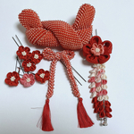 正絹　つまみ細工　髪飾り　かのこ　七五三　ハンドメイド