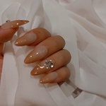 特典付き🎁【𝐍𝐨.𝟑𝟒𝟎】Melty caramel gradation推し活ネイル　ワンホンネイル　成人式　ブライダル　結婚式　ネイルチップ　韓国ネイル　ハナネイル　340