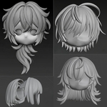 3Dモデル制作ヘアパーツ髪パーツ　オーダーメイド ねんどろいどどーる等向き
