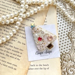 ビーズ刺繍　クリスマスツリーのブローチ　（Pink）