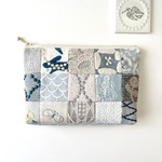 ミナペルホネン・パッチワークとforest tile のマチつきポーチ 18cm