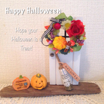 《SALE》ハロウィン♪小さなリースの玄関（オレンジ）