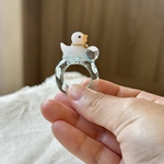 【白アヒル】アヒルちゃんのまんまる泡が浮かぶ水面リング