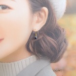 c305-G18　ネイビーパールのプチピアス（パーツ変更可能）