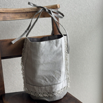 【aoba-2099様専用です】フランスアンティークレースの丸底バッグ