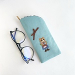 刺繍　メガネケース＊花カゴねこちゃんとりす
