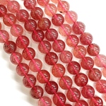 1連売り☆天然石 ストロベリークォーツ 粒売り 連材 材料 ハンドメイド パワーストーン 