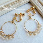 daily pleasure* チェコビーズのHoney dropイヤリング (ピアス)