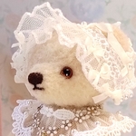 ミルクティのお姫様テディ ウール 14cm レースボンネット & メルスリーのセット｜テディベア ミニぬいぐるみ 大人可愛い癒しギフト