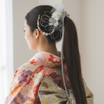 NEW シルバー　成人式髪飾り　成人式　髪飾り　和装髪飾り　卒業式　ウェディング　結婚式　振袖　ヘッドドレス　紐ポニー　人気　水引　紐アレンジ　成人式髪飾り　シルバー　成人式