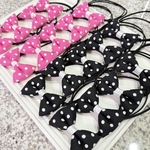 わんちゃん用　ブラックピンクドット柄二色ふわふわリボントリミングチョーカー 18個セット