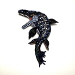 モササウルス ビーズ刺繍ブローチ