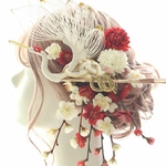 ヘッドドレス　髪飾り　鶴　梅　菊　赤　白　紅白　結婚式　ウェディング　和装婚　和婚　和装ヘア　白無垢　打掛け　成人式　卒業式　