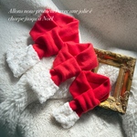 犬服 ふんわりサンタさんマフラー 🧣 選べる3サイズ  犬マフラー クリスマス サンタクロース クリスマスコスプレ フリース ワンピース リボン フェイクファー フワモコ レッド