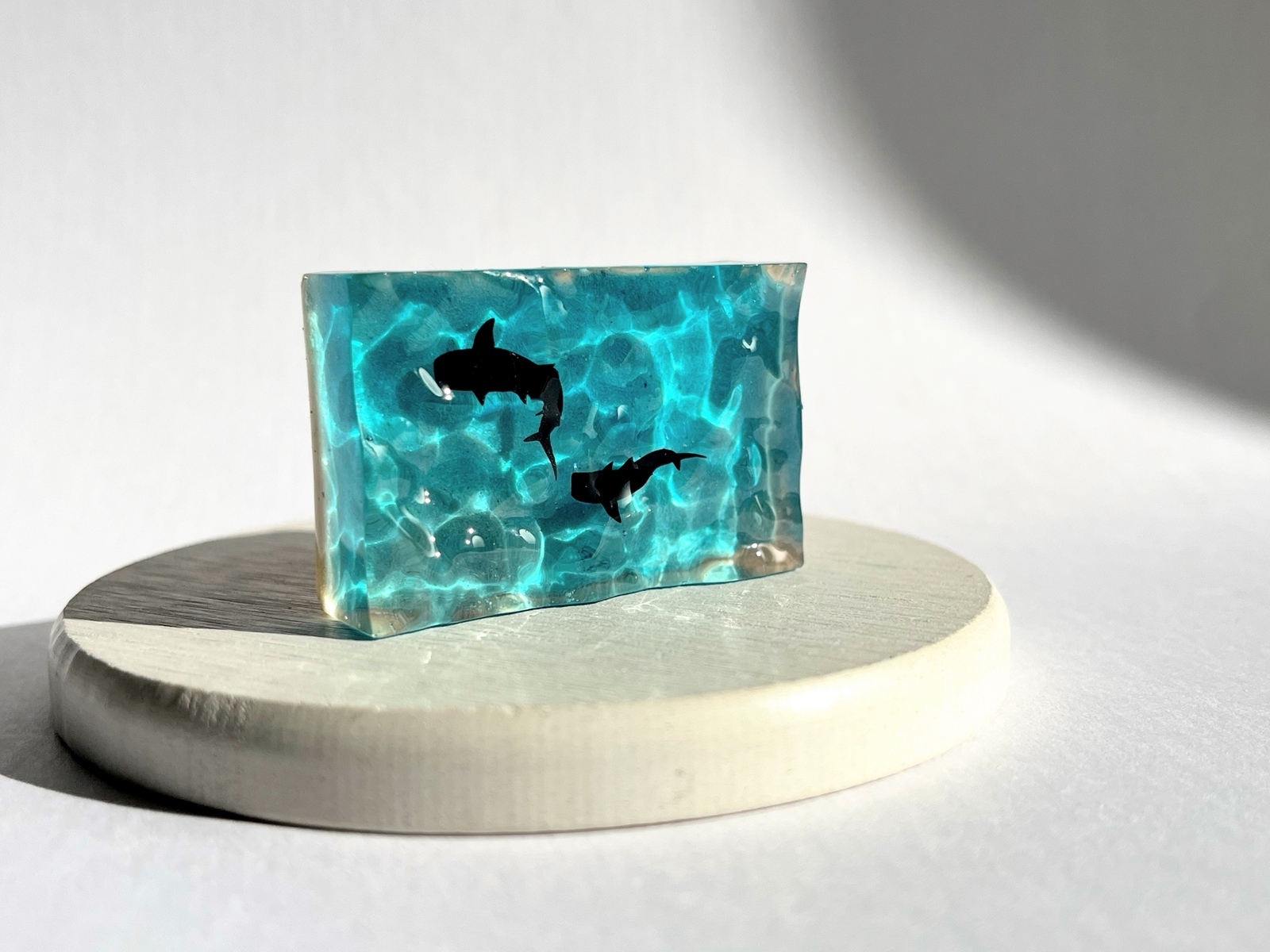 小ぶりな宝石風ヘアゴム(ブルー) / 青 / 半球 / レジン / 海