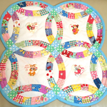 ◇ハンドメイド＊パッチワークキルト＊かわいいダブルウェディングリングカラフル