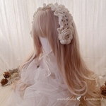 ♡再販×3♡イヤーマフ風お花のふんわりフリルヘッドドレス　耳あて　バブーシュカ　ボンネット　かぎ針編み