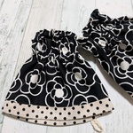 アームカバーミニ　黒白花柄