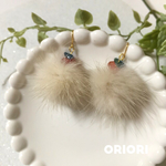 【ハロウィン価格】天然石とふわふわファーピアス