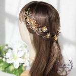 No. 30  お花モチーフ　ゴールドフラワー　コーム　小枝アクセサリー　ヘッドドレス　パール　ゴールド　ウェディングアクセサリー　ブライダル　ヘアアクセサリー　小枝　花　ビジュー