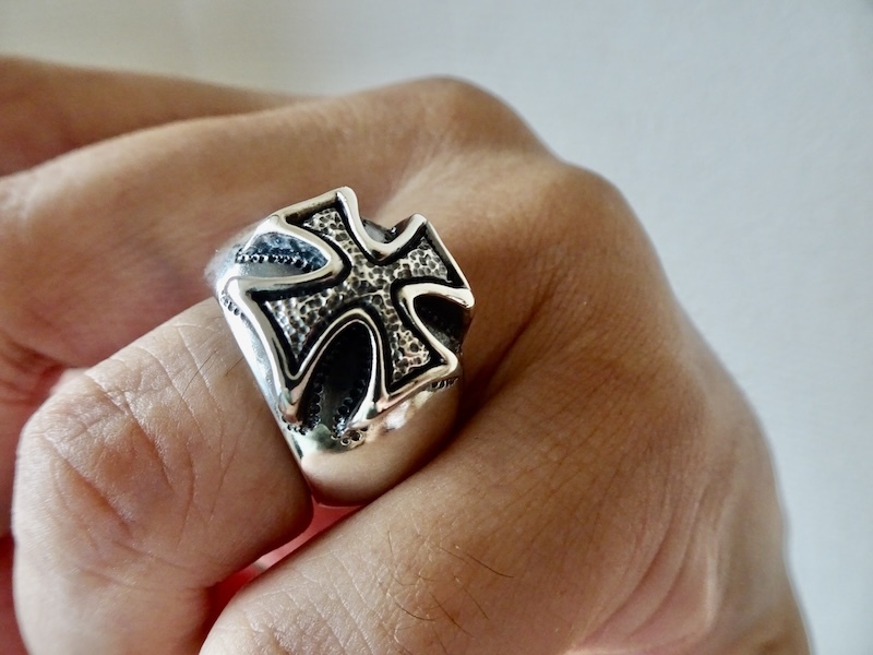 仁尾彫金『一つ星ダイヤ、k18、最大幅2.1cm太陽の平打ちリング