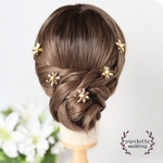 【new】No. 31  お花モチーフ　ゴールドフラワー　Uピン　ヘアアクセサリー　ゴールド　ウェディングアクセサリー　ブライダル　ゴールドアクセサリー
