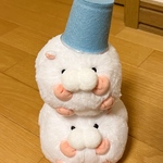 ふぐふぐはむすたー　ゆきだるまにまねっこの姿(水色バケツ)