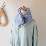 〈新色〉ラビットエコファー[アッシュブルー]とプードルボアのネックウォーマー 　