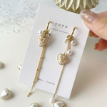 大人可愛い♡リボンハートのフェミニンアクセサリー×アシメントリー×金属アレルギー対応×ピアス/イヤリング