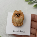オレンジのポメラニアンのブローチ【品番O-15】/石塑粘土ブローチ/半立体/うちの子/メモリアル