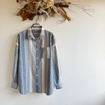 【国産播州織物】綿麻ストライプのゆったりシャツ