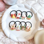《4個セット》クリスマスヘアゴム　e•f　/   キッズヘアアクセサリー　キッズヘアゴム　ベビーヘアアクセサリー　ベビーヘアゴム　髪ゴム　クリスマスプレゼント　クリスマスギフト　サンタクロース　