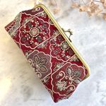 インド刺繍 がま口 大人の可憐・ボルドー（色違いあり） ペンケース