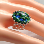 再販・グリーンオパールglass 大粒ヴィンテージのring