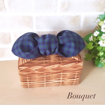 【リボンのお弁当袋】保冷保温　バスケット柄×チェック(グリーン)　大人かわいい/ポーチ/ランチバッグ