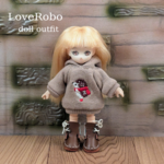＊オビツ11 フード付きハリネズミ柄トレーナー ベージュドール服 ねんどろいどどーる＊