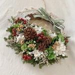 グリーンアジサイのクリスマスハーフリース（英字新聞を添えて）