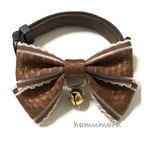 上品クラシカル首輪｜ジャガード織リボン ブラウン