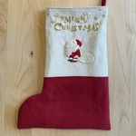 クリスマスオーナメント　サンタクロース　靴下　刺繍