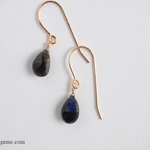 14kgf Blackラブラドライト（ロング）  ピアス/イヤリング