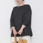 アウトレット　Gender-free tops / charcoal checked pattern