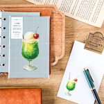 【メロンソーダ柄メモ用紙】M6サイズ　手帳リフィル コラージュ素材 紙モノ｜レトロ喫茶シリーズ