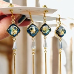 【8点】ꫛꫀꪝ✧‧˚ネイビーモロッカン💙ロングチェーンピアス/イヤリング