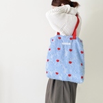 ハート刺繍のフラワー肩がけバッグ(水色)