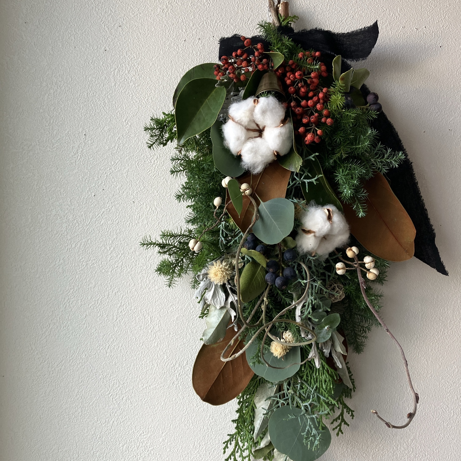 ユーカリ香るグリーンリース　パンパスグラス　グレビレア ユーカリ香るグリーンリース パンパスグラス グレビレア ユーカリ